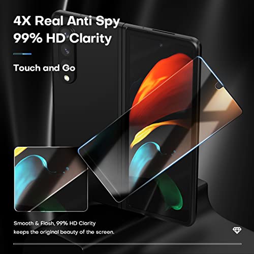 Tocol [2+2 For Samsung Galaxy Z Fold 4 Privacy Screen Protector - 2 Pack Front Private Tempered Glass Screen Protector + 2 Pack Camera Lens Protector, Anti-Scratch, [Anti-Spy] [Alignment Tool]- Black #TOP4