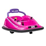 Aosom 12V Toddler Bumper Car with Remote Control, 360° Rotation Kids Electric Ride-On Toy, Twins Motor, Colorful LED Lights, 3 Songs, for Boys and Girls, Pink