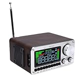 Yunseity Radio, Wooden Box Speaker with LCD Display and Signal Repeater, Full Band Coverage FM MW SW VHF UHF AIR WB, APP Control, 7500mAh Battery, for Indoor Outdoor Use