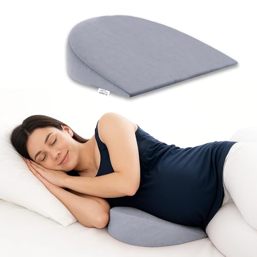 Image of GADDA CO Maternity Wedge Pillow | Memory Foam Pregnancy & Postpartum Support for Side Sleeping | Multi-Use Belly, Back & Leg Pressure Relief | Valvet Fabric Cover | Pregnancy Pillow for Women (Grey)
