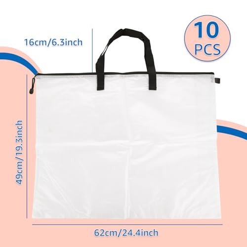 Image of SHUESS 10 Pack Art Portfolio Bag with Handle and Zipper, 18 x 24 Inch Bag Poster Storage Bag Board Holder, Mesh Folder Organizers for Large Posters, Poster Board, Painting, Bulletin Boards