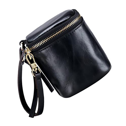 Trousse de toilette femme en cuir noir Baluue avec porte-clés intégré
