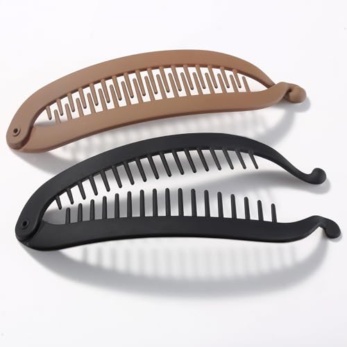 2 Pack Banana Clip 5.91 Banana Clips for Women Thick Thin Hair Volumizing Flat Hair Claw Clips for Styling Curly Lady Ponytail Bun Holder Jaw Clamp Retro Accessory Set for Girls