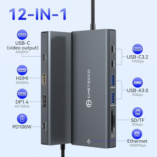 Hub Thunderbolt triple pantalla para teletrabajo eficiente con docking station USB C 4K 2