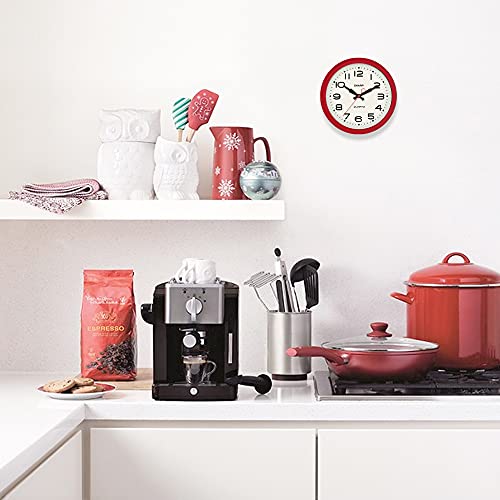 Sharp Retro Wall Clock Red Vintage Design Round Silent Non Ticking Battery Operated Quality Quartz Clock thumb #5