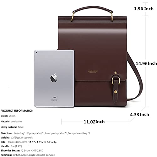 Cnoles Leather Backpack Purse For Women Fashion Ladies Vintage Bags Casual College Travel Backpacks Large bag Brown - Image 3