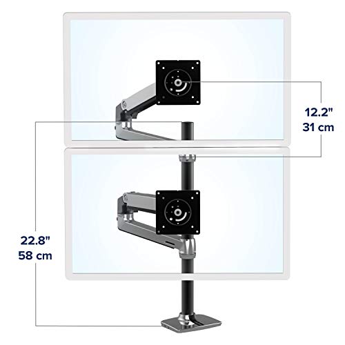 Image of Ergotron - LX Vertical Stacking Dual Monitor Arm, VESA Desk Mount - for 2 Monitors Up to 40 Inches, 7 to 22 lbs Each - Tall Pole, Polished Aluminum