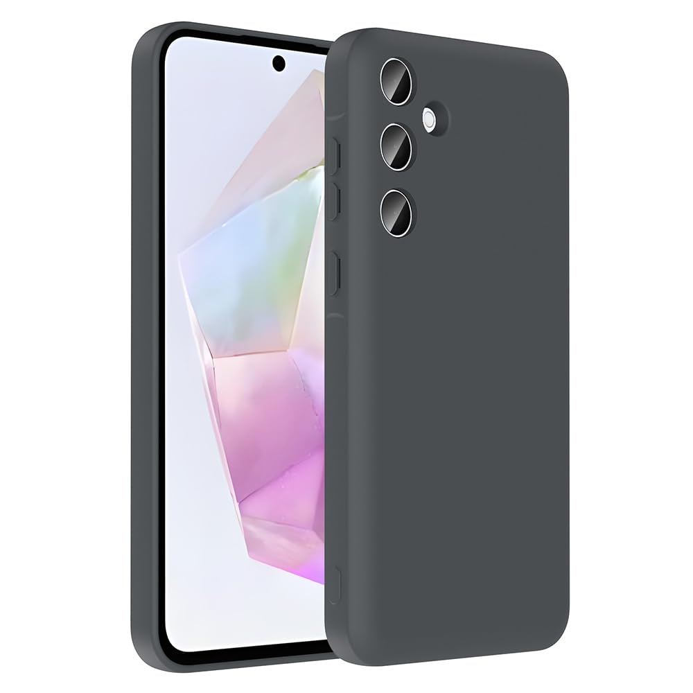 Zore Galaxy ile uyumlu A36 Kılıf Kamera Korumalı Kartlık Hazneli Vitra Kapak Gri