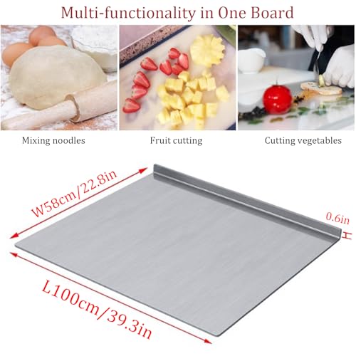 Tabla de Cortar de Acero Inoxidable con Labio para Cocina, Vegetales, Frutas, Carne, Pan, Forma L miniatura 2