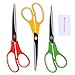 Scissors XL 9.5" Precision Cut - 3 Pack of Shears - Red, Yellow, Green (Coding)- Sharp Edge Stainless Steel Blades - Multi Purpose: Kitchen/Office/Crafts/College - Paper/Herbs/Rope/Fabric/Photos/etc