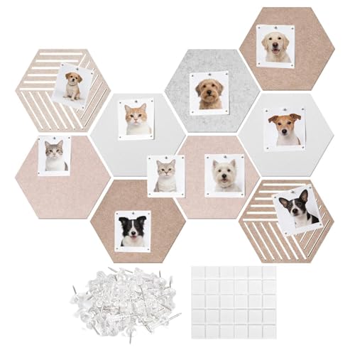 Tablero De Anuncios Hexagonal De Fieltro - 30x26x0.9cm Fibra De Poliéster | Panel De Corcho Autoadhesivo - Decoración Estética Hexágono | Paneles Acústicos Imagen Para Foto Tarjeta Manualidades Pantal