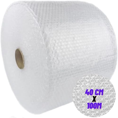 Plástico Bolha 40 cm x 100 metros Qualidade Premium + Fita Adesiva Cuidado Frágil 48mm x 100mts