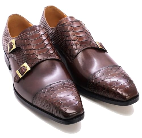 Santimon Mens Loafers Casual Dress Business Double Buckle Loafers Genuine Leather Tuxedo Formal Fashion Prom Shoes for Men4