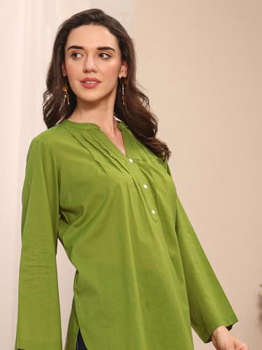 Image of Libas Solid Cotton Straight Kurti Suit