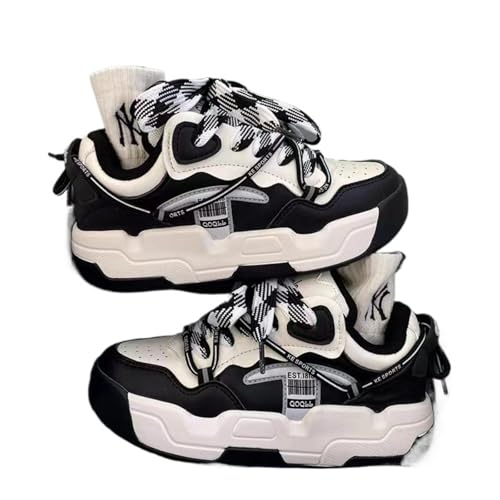 Women's Fashion Platform Sneakers Retro Chunky Sole Non Slip Comfortable Walking Skate Shoes