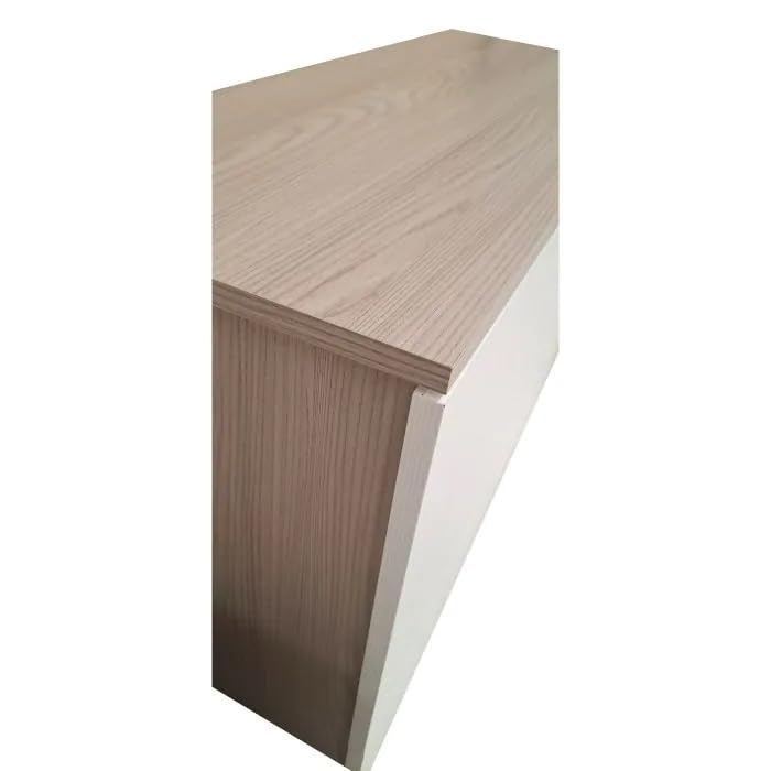 Bissolo Casa Comò Alice 3 Cassetti, Olmo Perla e Bianco Larice, 103 x 39.5 x 74 cm, Laminato