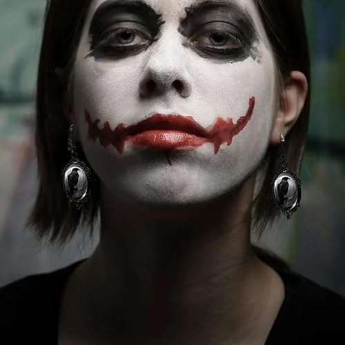 Halloween Earrings for Women, Clip on Earrings for Sensitive Ears Women No Piercing, Vintage Gothic Mystery Witch Raven Punk Rose Cameo Dangle Crystal Glass Flower Dark Style Mystic Trendy Jewelry3