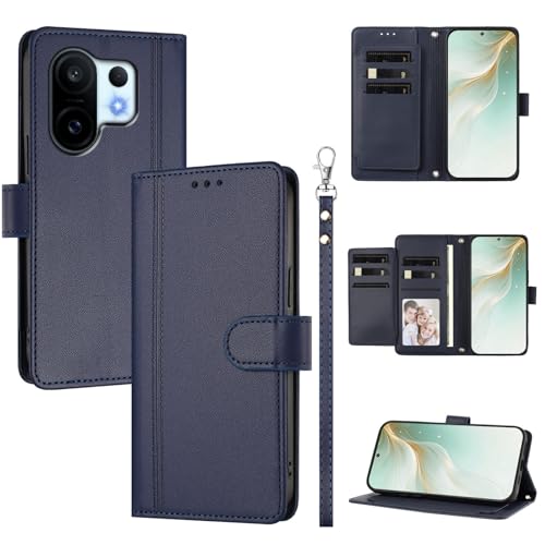 �X�}�z�P�[�X �Ή��@�� for Vivo X200 FE / S30 Pro mini �X�}�z�P�[�X�y�E�H���b�g�f�U�C�� �f���A���J�[�h�X���b�g �L���b�V�� �t���b�v���X�^���h �����h�~�zBlue
