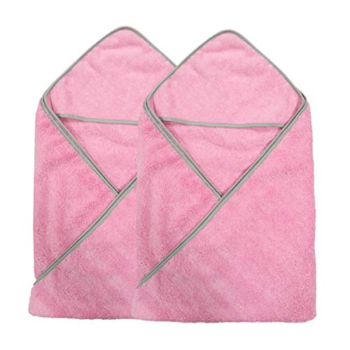 Polyte - Toalla de baño de microfibra hipoalergénica para bebés - Con capucha - Premium - Rosa - 91,4 x 91,4 cm - Pack de 2