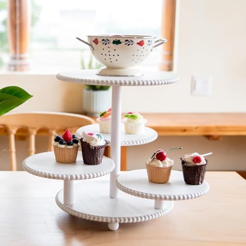 4 Tier Round Cupcake Tower Stand For 50 Cupcakes,Wood Cake Stand With Style A 770807068243