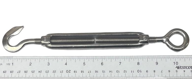 US Stainless Acero Inoxidable 316 Tensor con Gancho y Ojal 3/8" Grado Marino miniatura 3
