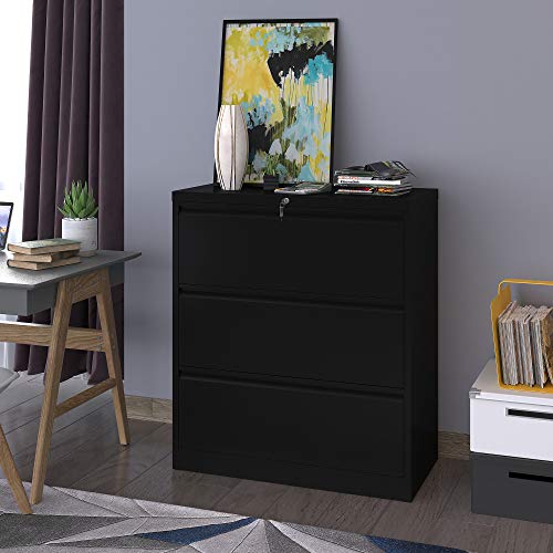Yitahome 3 Drawer Lateral File Cabinet With Lock, Metal Stainless Steel Wide Lateral Filing Cabinet For Legal/Letter A4 Size, Office Organizer Storage Cabinet thumb #1