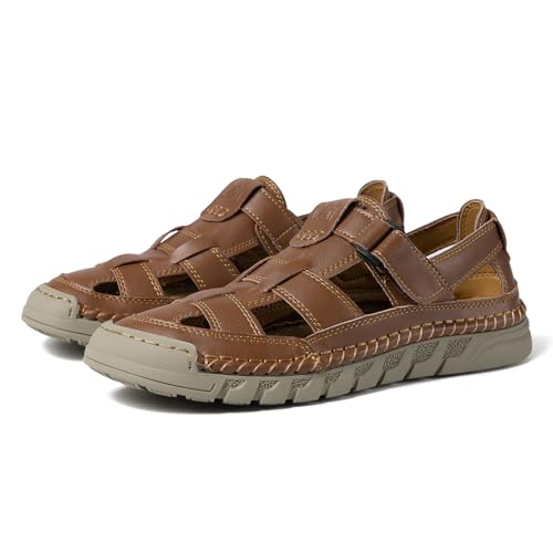 Image of Men Closed Toe Casual Sandals - Lightweight Leather Sandals Breathable Walking Shoes For Daily or Outdoor Travel