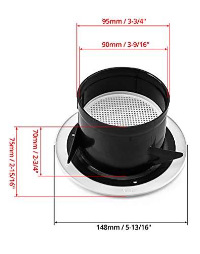 Qwork 4" Air Vent Abs Louver Grille Cover, With Built-In Fly Screen Mesh For Bathroom Office Home, 4 Pack #TOP5