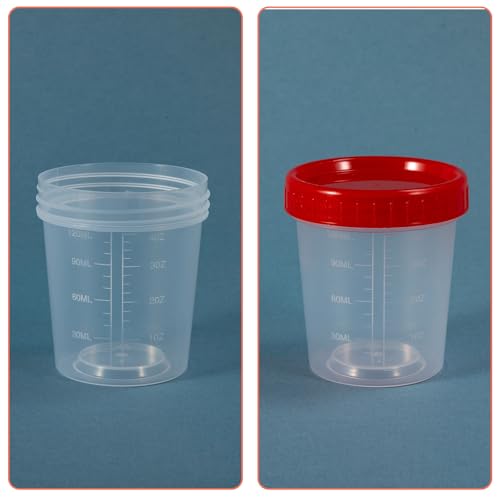 JFRHUDS Specimen Cups with Lids 25 Pcs 4oz Disposable Urine Cups with Sealing Cover Specimen Container with Leak Proof Screw on Sample Collection Kit for Safe Urine Pee Sample Analysis Testing