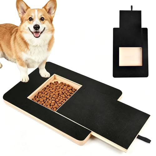 Quixion Kratzbrett für Hunde Kratzbrett Hund mit Leckerlibox 35x25x3cm Kratzbrett für Hunde Stressfrei Alternative zum Nagelknipser mit Schleifpapier f-ür Nagelpflege und Interaktives Spielen