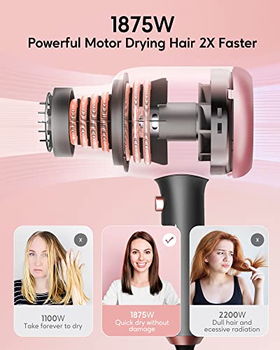 Wavytalk Professional Ionic Hair Dryer Blow Dryer With Diffuser And Concentrator For Curly Hair 1875 Watt Negative Ions Dryer With Ceramic Technology Nozzle For Fast Drying As Salon Light And Quiet #TOP2