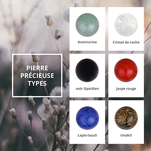 Set 10 sphère Morella avec pierres naturelles 16 mm sphère Chakra pour collier ange avec pendentif dans une pochette en velours – vue 2