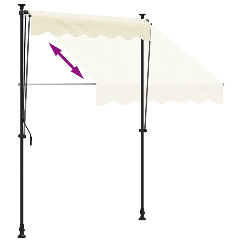 vidaXL Tenda da Sole Retrattile Crema 200x115 cm in Tessuto e Acciaio