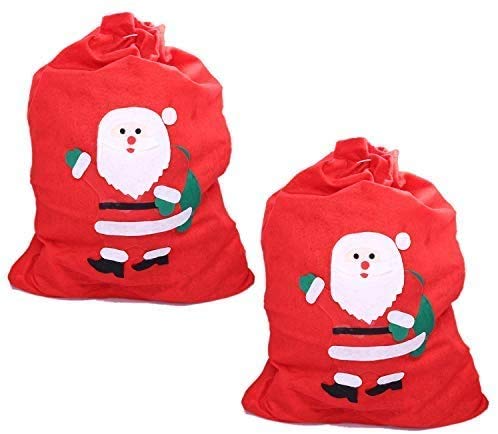 2 Pack Christmas Santa Sacks – Personalized Xmas Santa Bags for Kids - Non-Woven Fabric with Drawstring Gift Bag - Extra Large 27.5” x 19.5” Perfect for Storing Christmas Presents – Xmas Decoration