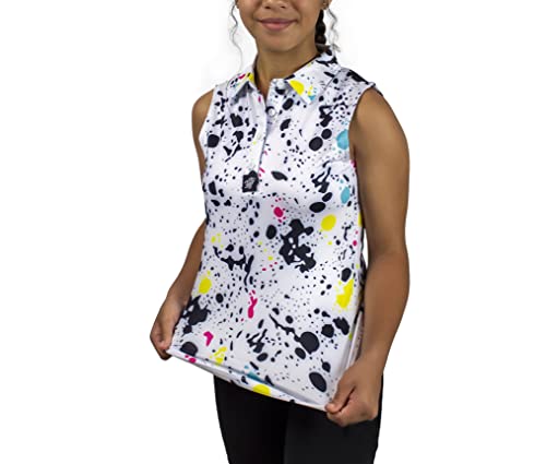 Girls Polo Shirt Perfomance Quick Dry Sleeveless Tennis Shirts Fashion Print Athletic Golf Polo3