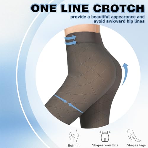 Image of X-CHENG 2 Pairs Fleece Lined Tights Women-Thermal Pantyhose leggings Women,Fake Translucent Skin Colored Tights for Winter