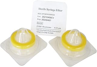 [Pack of 20] Syringe Filters [Sterilized Individually Packed] PVDF Membrane Diameter 33mm Pore Size 0.22μm by Allpure Biotechnology (PVDF-33mm-0.22μm)