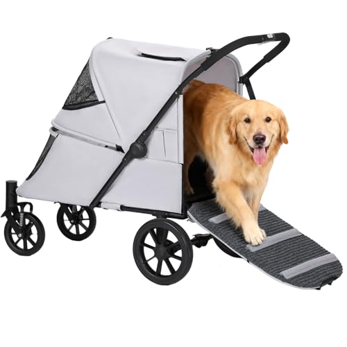 Image of Pet Stroller with Ramp for Large Dog up to 132lbs Portable&Foldable