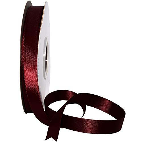 Image of Morex Ribbon 08816 /50-277 Double Face Satin Ribbon, 3 /8 inch x 50 Yd, Burgundy