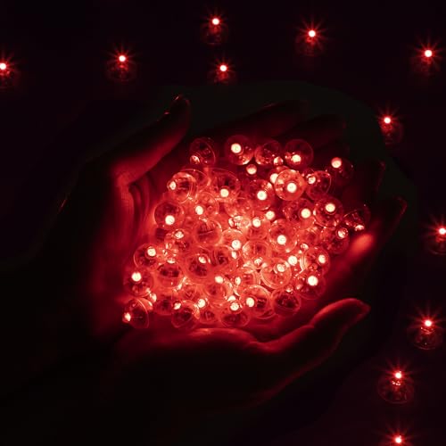 Image of 50pcs Balloon Lights,Round LED Ball Lamp for Latex Balloon Paper Lantern Party Wedding Christmas Halloween Decorative，Long Standby Time Waterpro of Mini Light(50, Red)