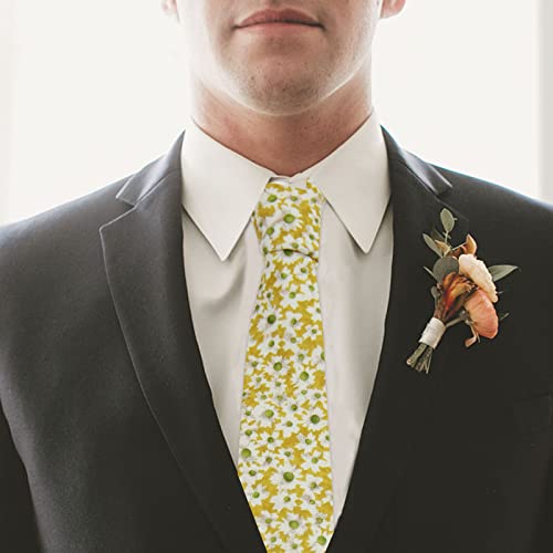 Image of Mantieqingway Floral Ties for Men Skinny Cotton Tie Flower Necktie