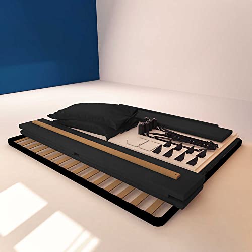 Baldiflex Doppelbett mit Aufbewahrungsbox Licia Soft aus Stoff, Lattenrost für Einzelbetten 180 x 190 cm, fein gepolstertes Kopfteil, schwarz – Bild 8