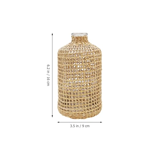 Vase en verre tressé de paille rustique pour fleurs centre de table - 3