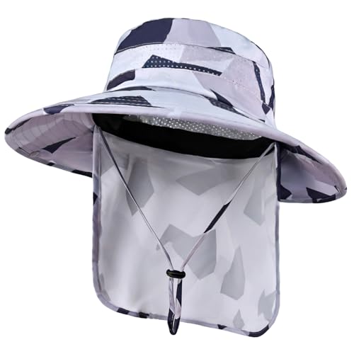 Image of Sun Hats for Men Women, UPF50+ Protection Safari Hat,Wide Brim Fishing Hat with Neck Flap,Bucket Hats for Beach Hiking