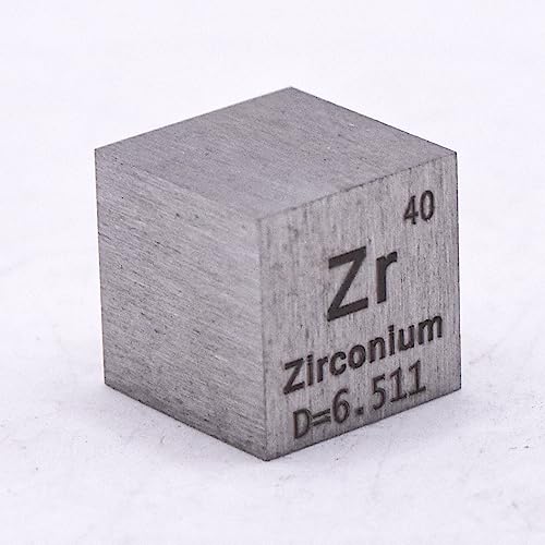 Image of 0.39 inch 10mm Zirconium Metal Cube Zr up to 99.9% Pure Periodic Table Element Engraved Density Collection Science Education Display Block Cube + Acrylic Case Box - 1PC