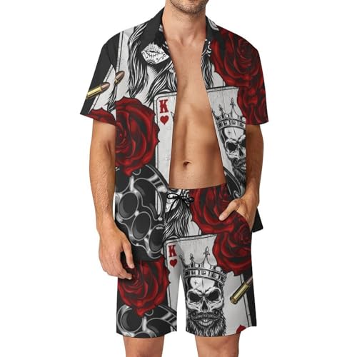 Chemise Hawaïenne Homme Rose Poker pour Vos Soirées d'Été et Journées Farniente Ensemble S