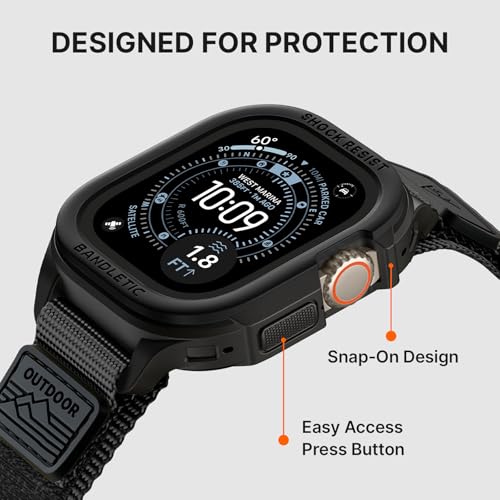 Image of Bandletic Rugged Case with Band Compatible with Apple Watch 49mm(Ultra 3 /2 /1),46mm(Series 11 /10), 45mm(Seriess 9 /8 /7),44mm(SE3 /SE2 /SE /6 /5 /4), Protective Cover Sport Accessories for iWatch Men