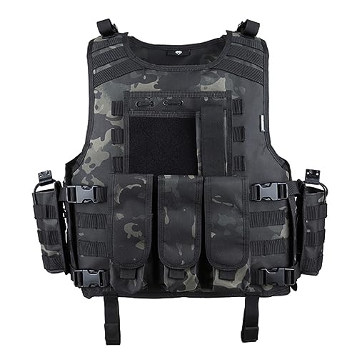 ACEXIER Gilet Tactique Molle Porte Plaque - Swat, Pêche, Chasse, Paintball, Militaire, Armée, Armure Police (BCP)