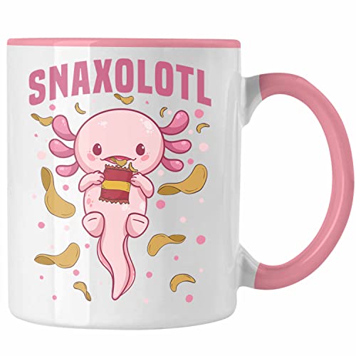 Trendation - Axolotl Tasse Geschenk für Schwanzlurch-Liebhaber Snaxolotl (Rosa)