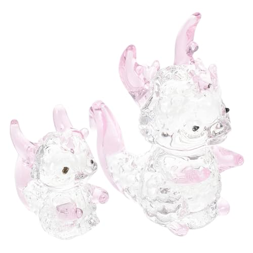 FUNOMOCYA 2piezas Figuras Dragón Cristal Decoración Escritorio Estatua Dragón Adorno Hogar
